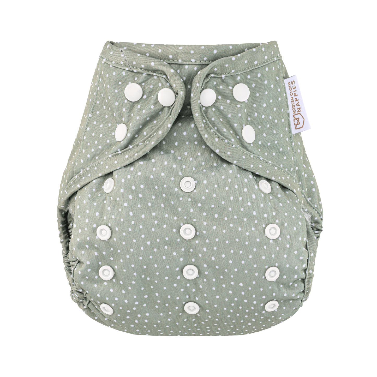 One Size Reusable Cloth Nappy Wrap - Dottie - Sage Modern Cloth Nappies