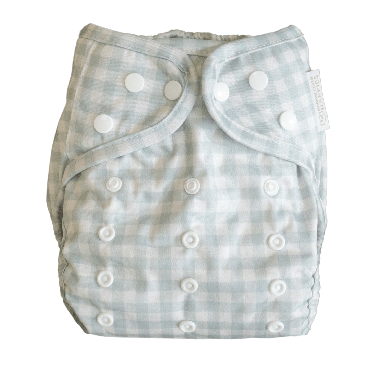 One Size Reusable Cloth Nappy Wrap - Sage Gingham Modern Cloth Nappies