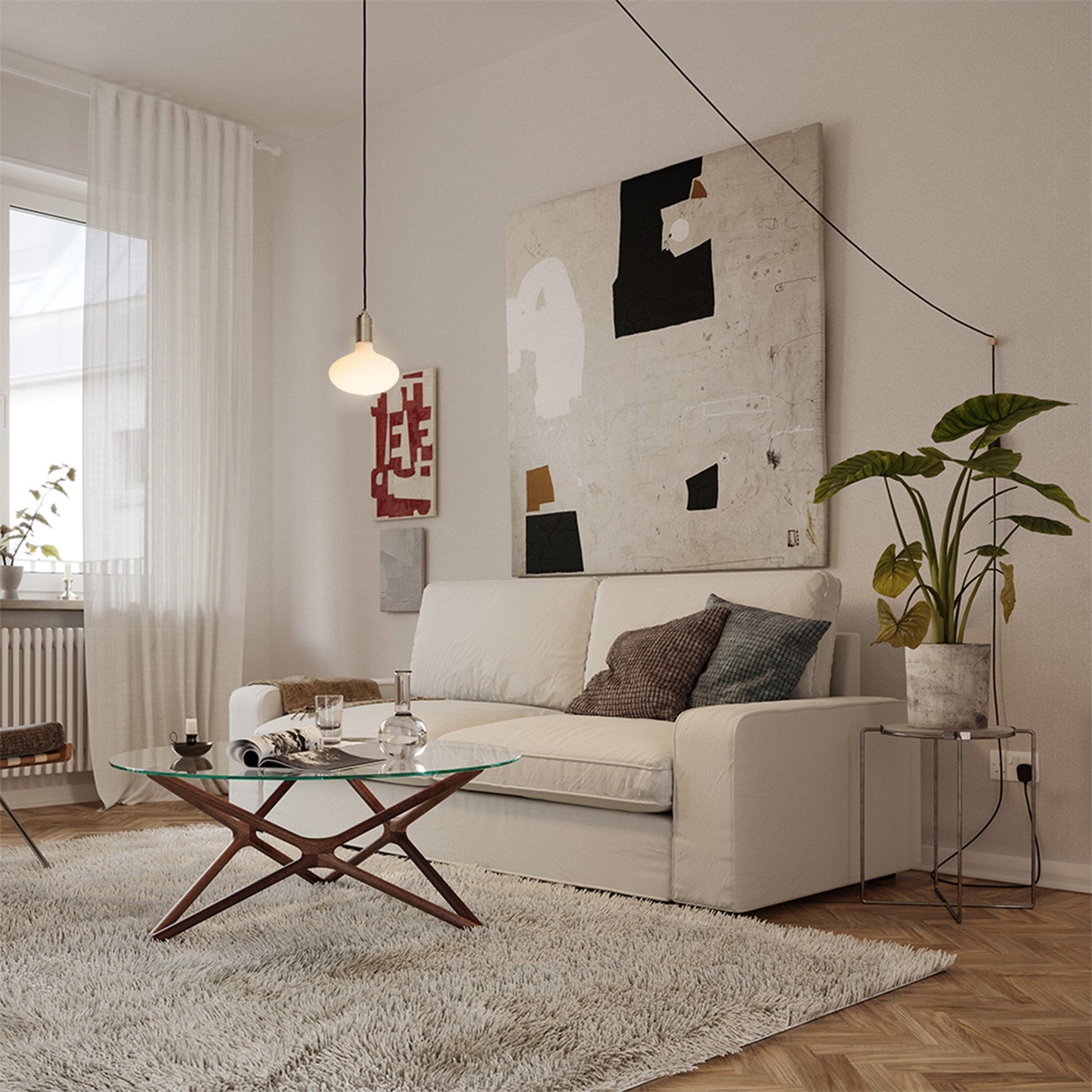 Oval Plug-In Pendant in Graphite Tala