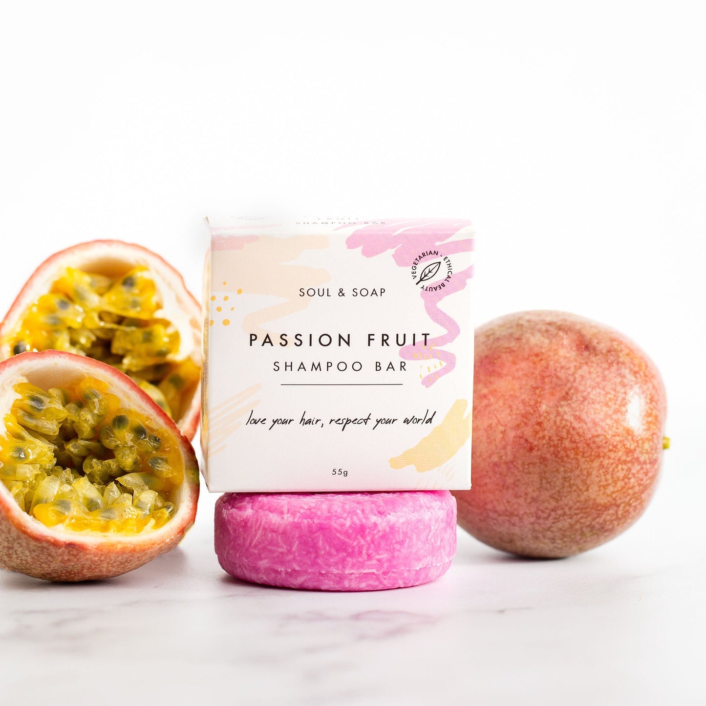 Passion Fruit Solid Shampoo Bar For All Hair Types Soul and Soap
