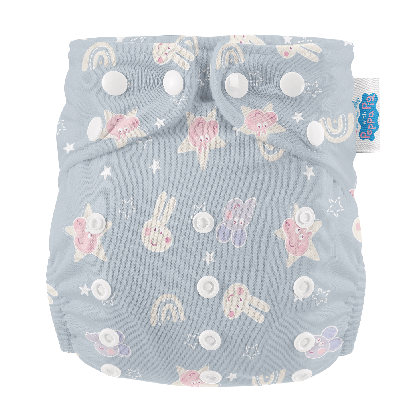 Peppa Pig One Size All-In-One Reusable Cloth Nappy - Blue Mix Peppa & Friends Modern Cloth Nappies