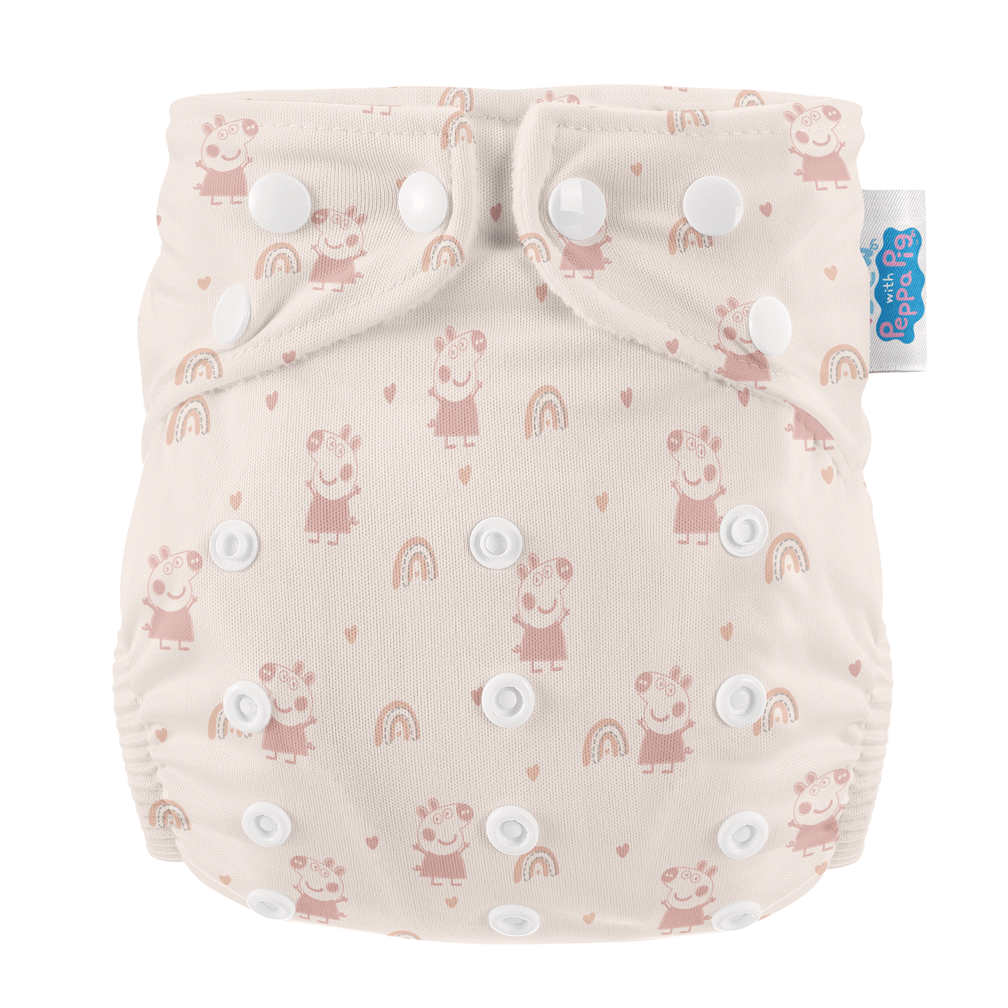 Peppa Pig One Size All-In-One Reusable Cloth Nappy - Pink Rainbows Modern Cloth Nappies