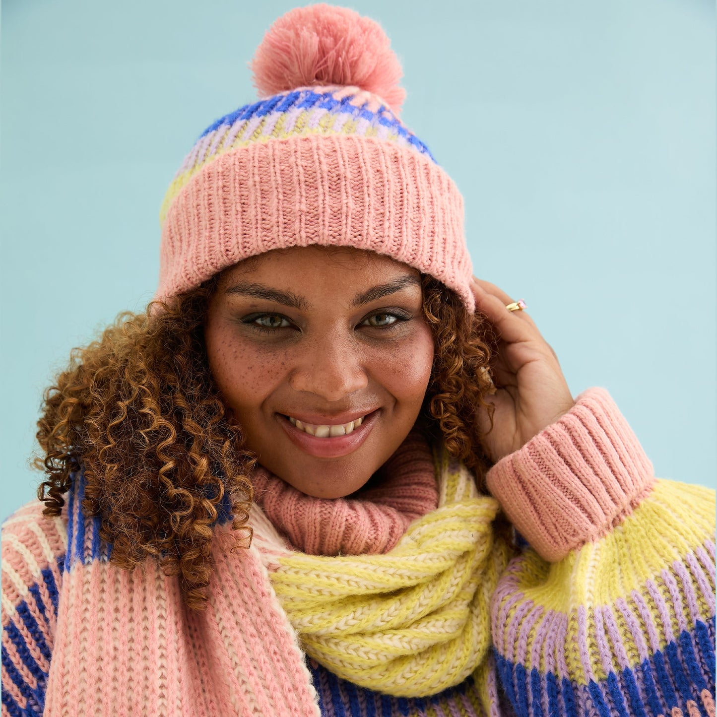 Phoebe Stripe Beanie Hat - Pink Cara & The Sky