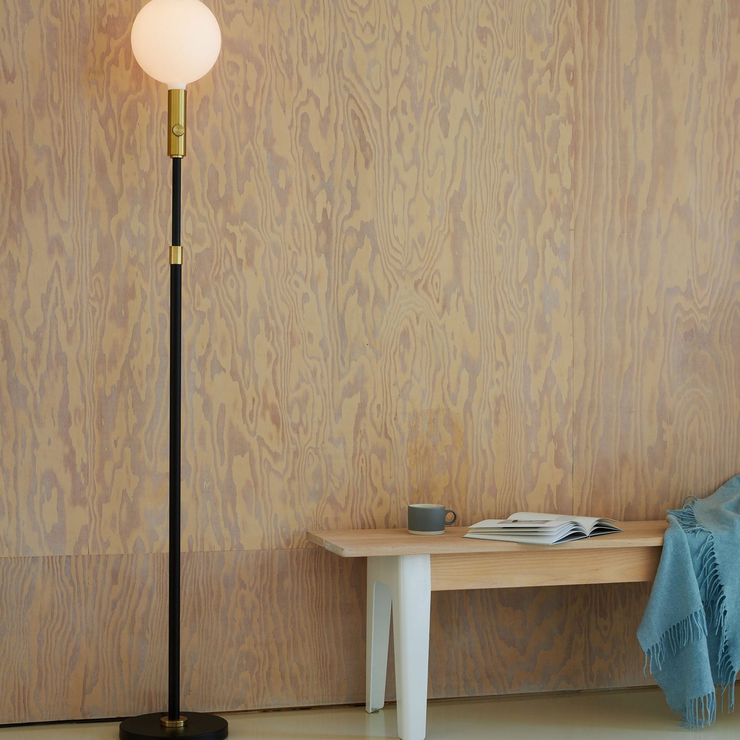 Poise Adjustable Floor Lamp in Brass + Sphere V Tala