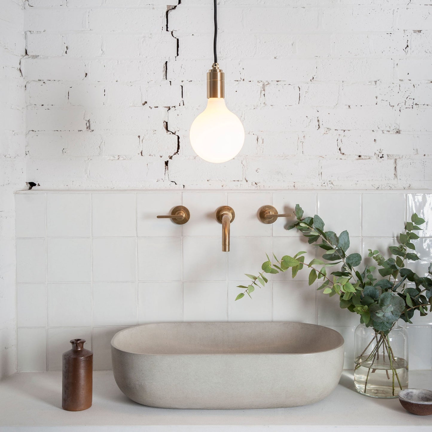 Porcelain III Pendant Light in Brass Tala