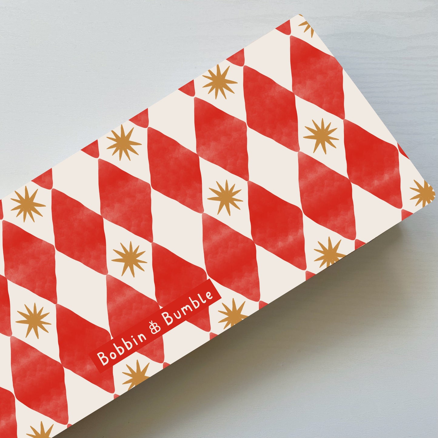 Travel Changing Mat - Red Harlequin Bobbin and Bumble