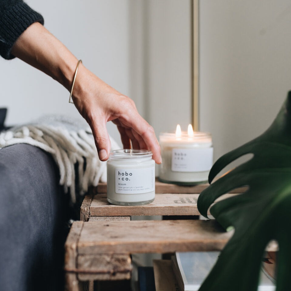 Bloom Small Aromatherapy Essential Oil Scented Soy Candle hobo + co.