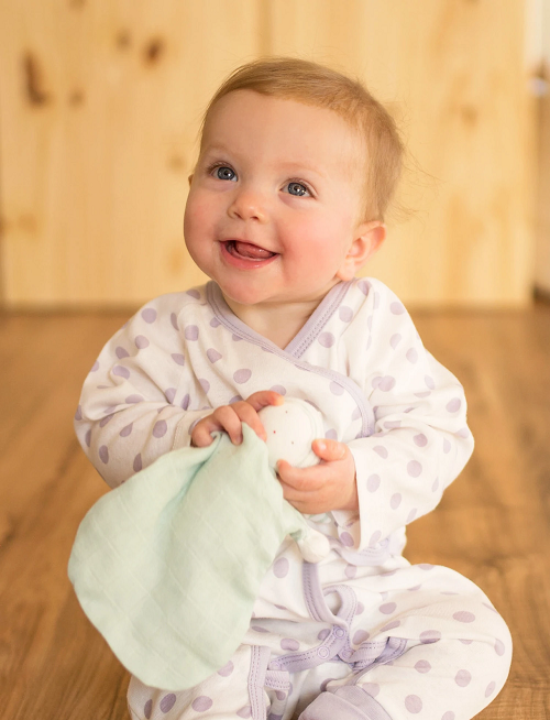 Lavender-Dotted Footie (Side Snap) PrimaCotton