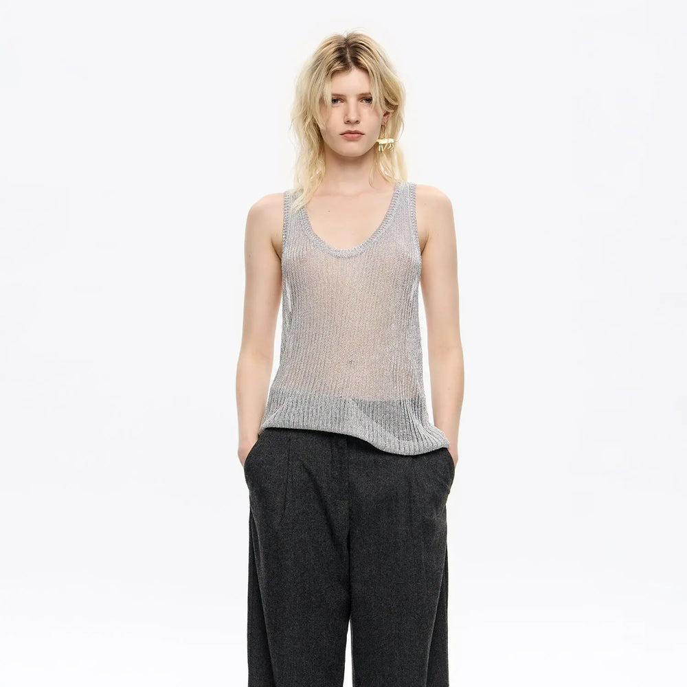 silver lurex knit top Bimba y Lola UK