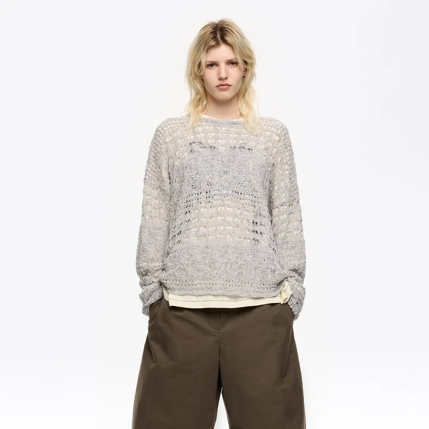 silver lurex openwork sweater Bimba y Lola UK