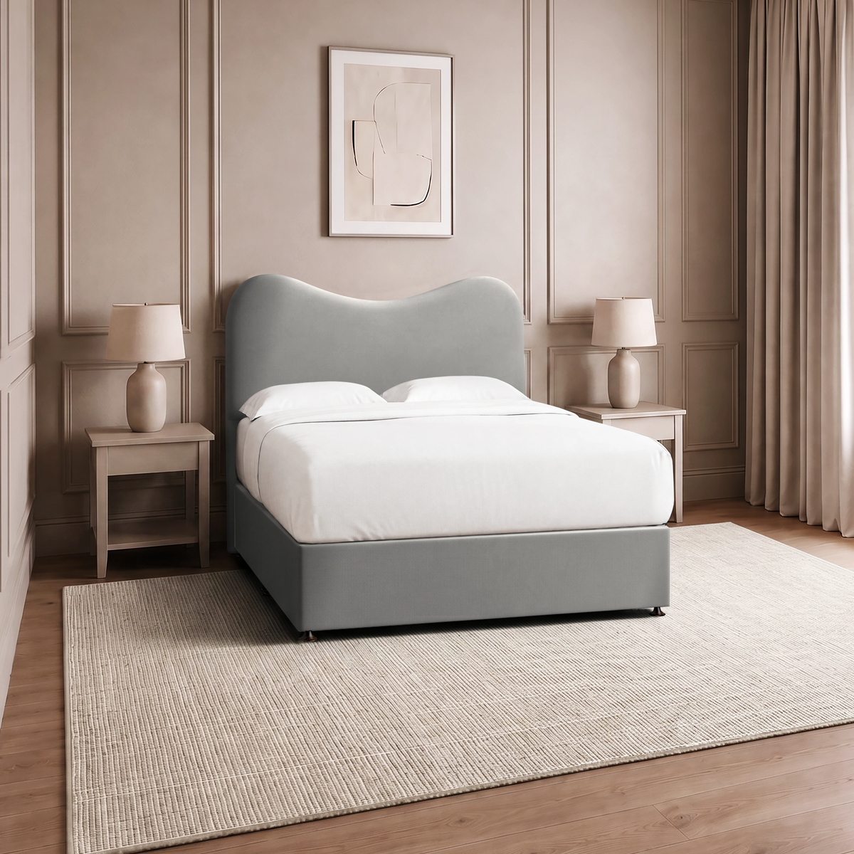 Jesmond Bed Silver Grey - No Storage / Dark Wood - image 2