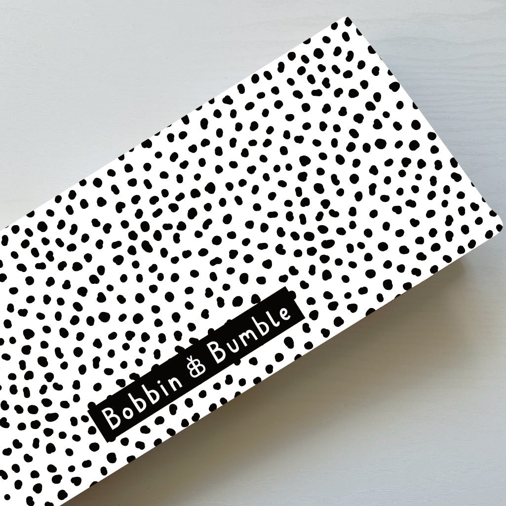 Travel Changing Mat - Black Spotty Print Bobbin and Bumble