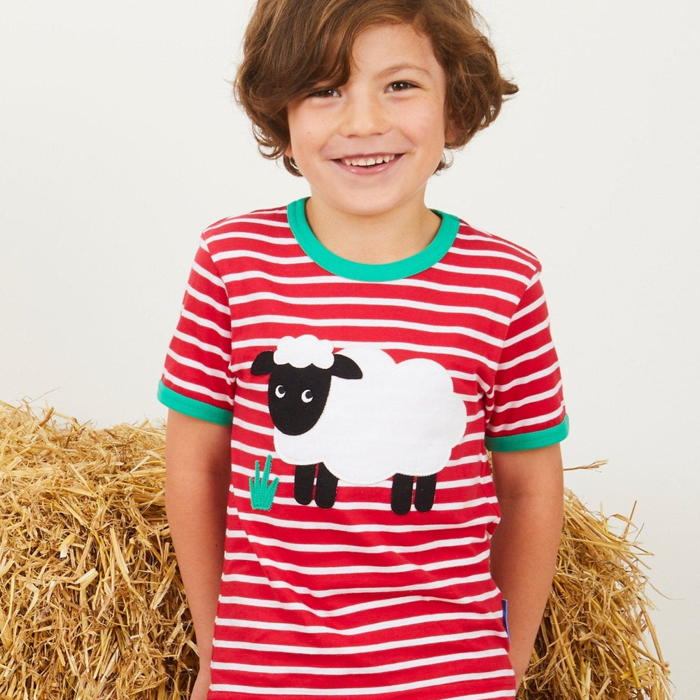 Organic Sheep Applique Short-Sleeved T-Shirt Toby Tiger