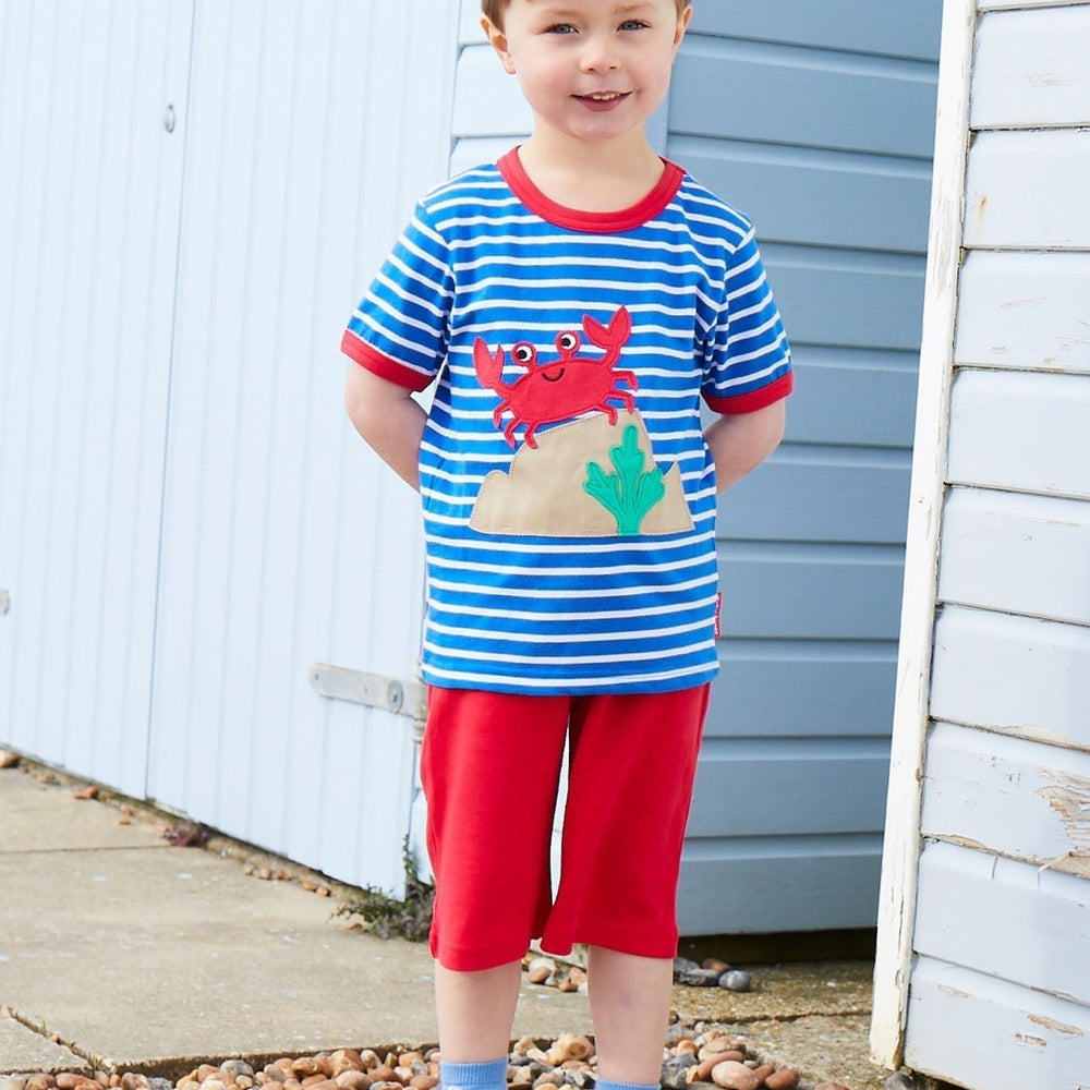 Organic Crab Applique Short-Sleeved T-Shirt Toby Tiger