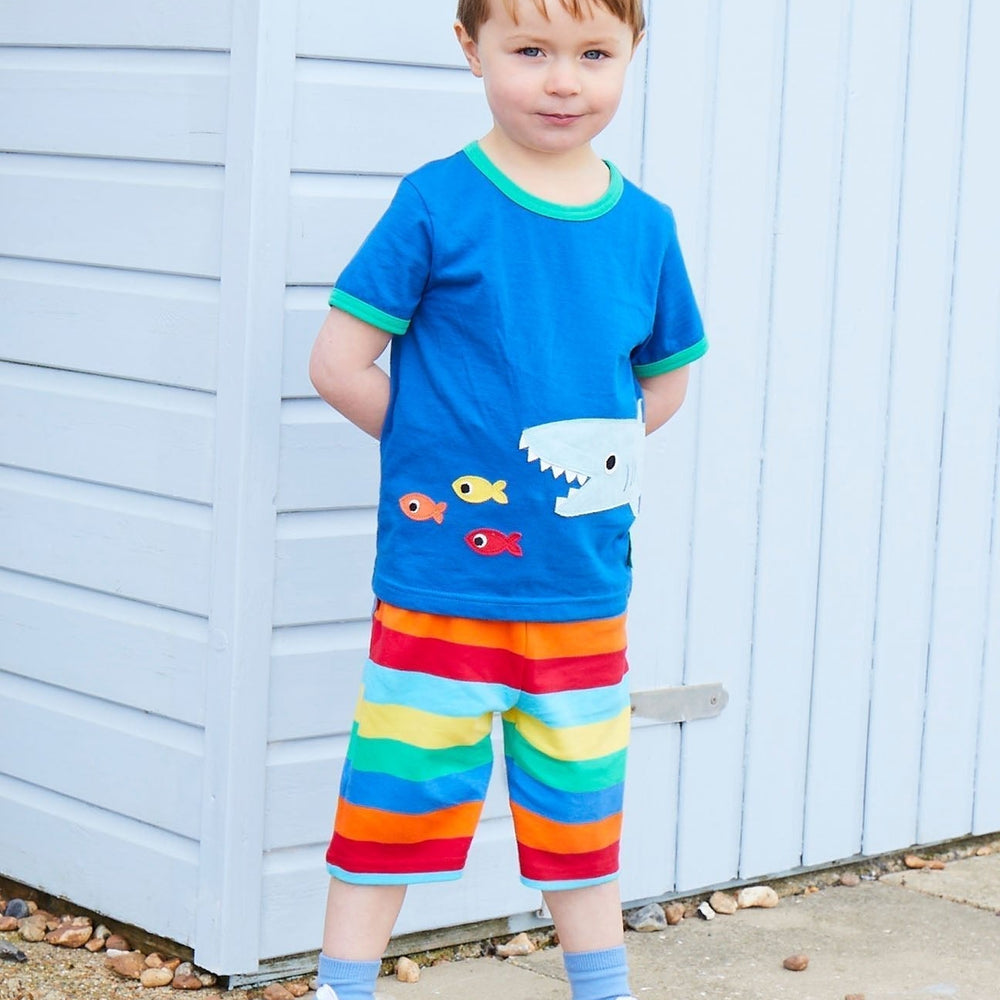 Organic Shark Applique Short-Sleeved T-Shirt Toby Tiger