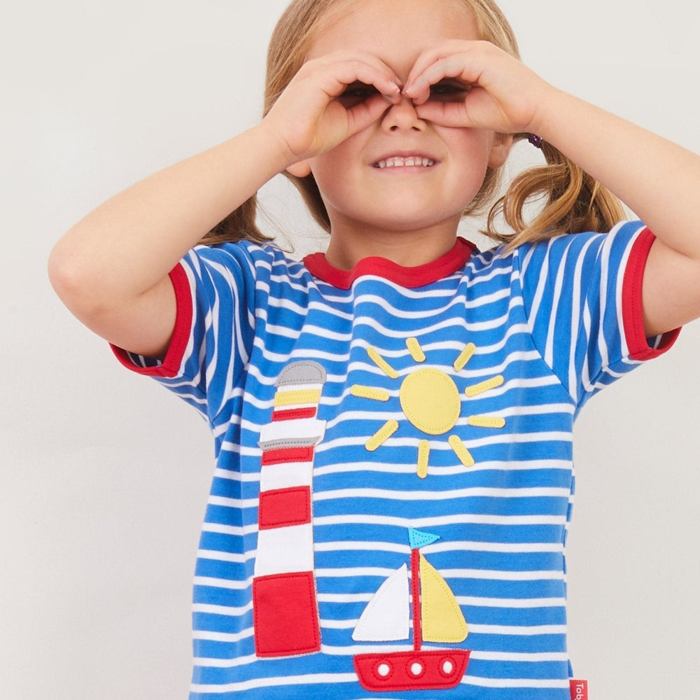 Organic Seaside Applique Short-Sleeved T-Shirt Toby Tiger