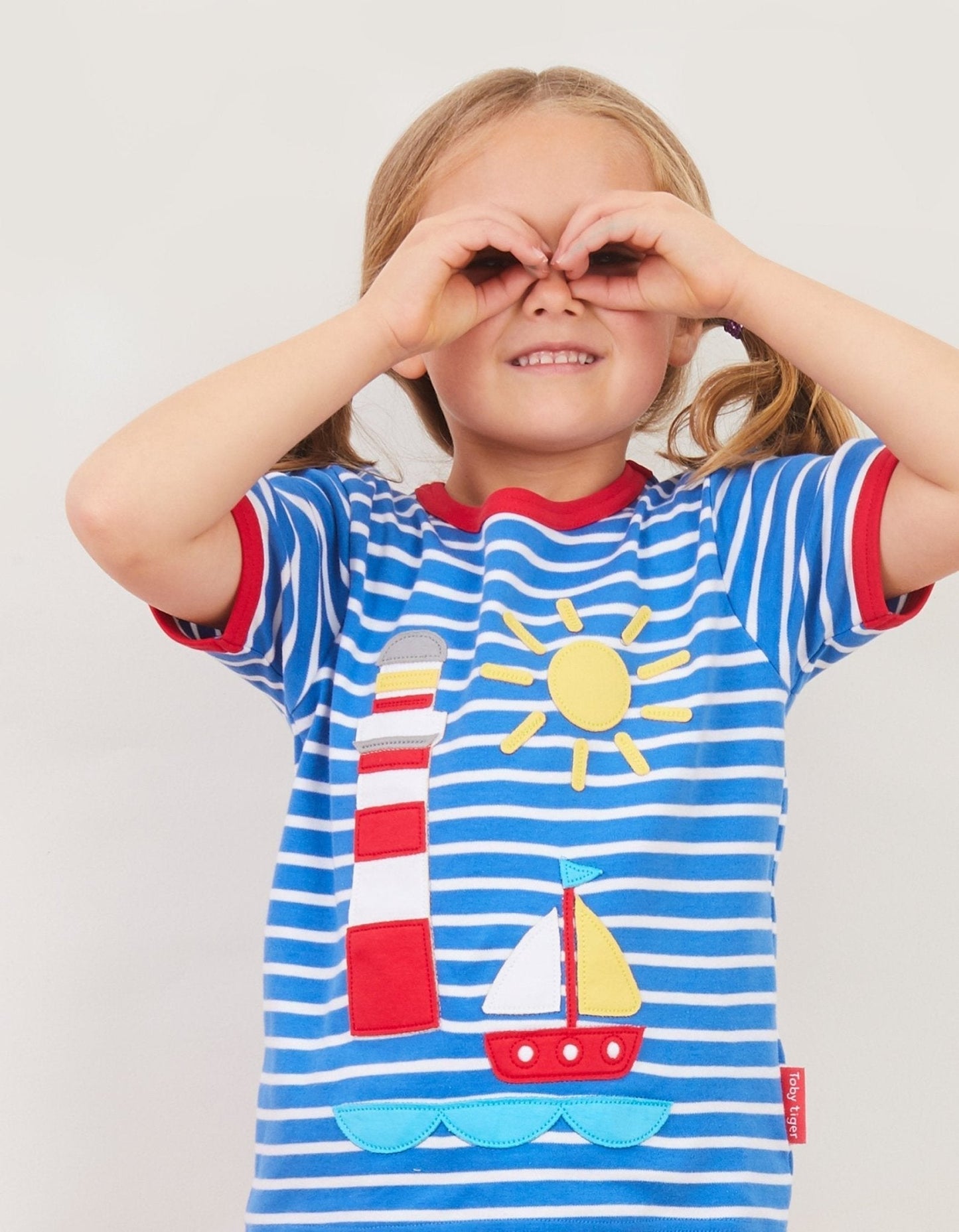Organic Seaside Applique Short-Sleeved T-Shirt Toby Tiger