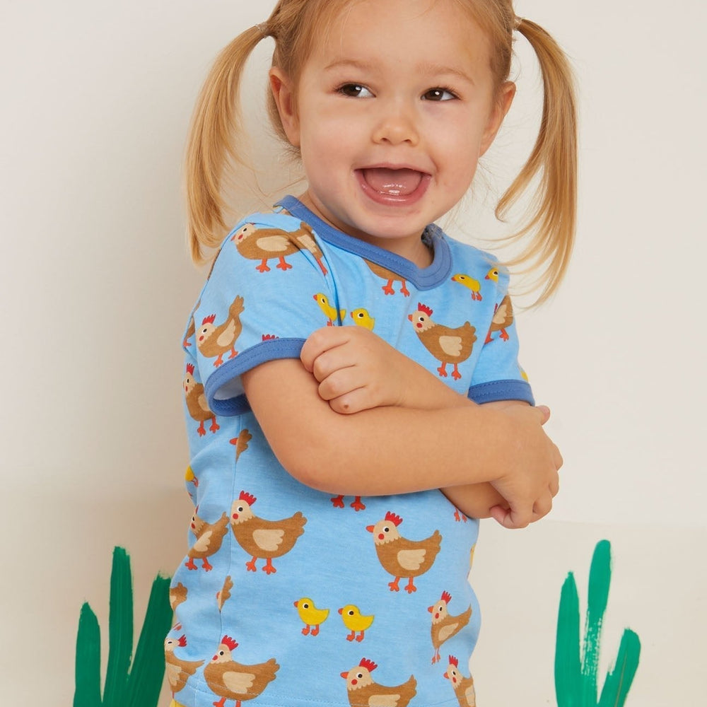Organic Chicken Print Short-Sleeved T-Shirt Toby Tiger