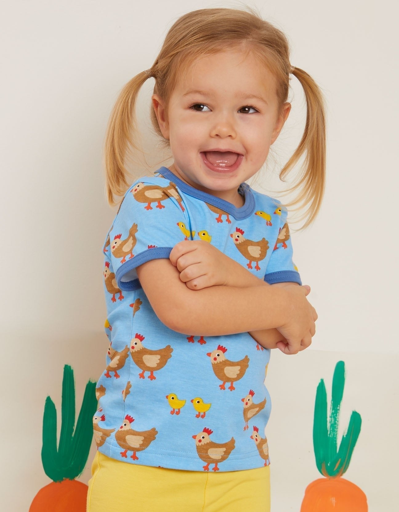 Organic Chicken Print Short-Sleeved T-Shirt Toby Tiger