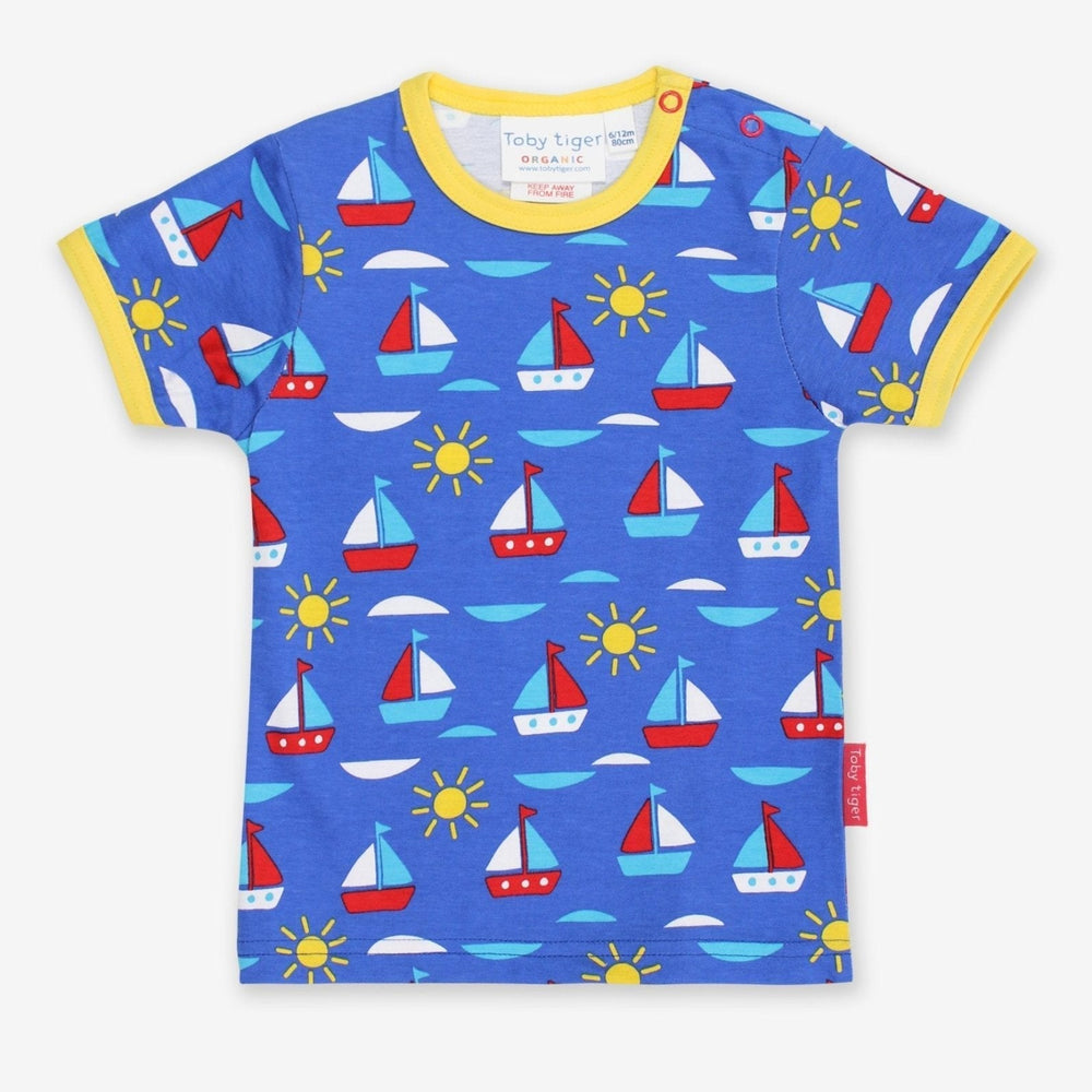 Organic Boat Print Short-Sleeved T-Shirt Toby Tiger