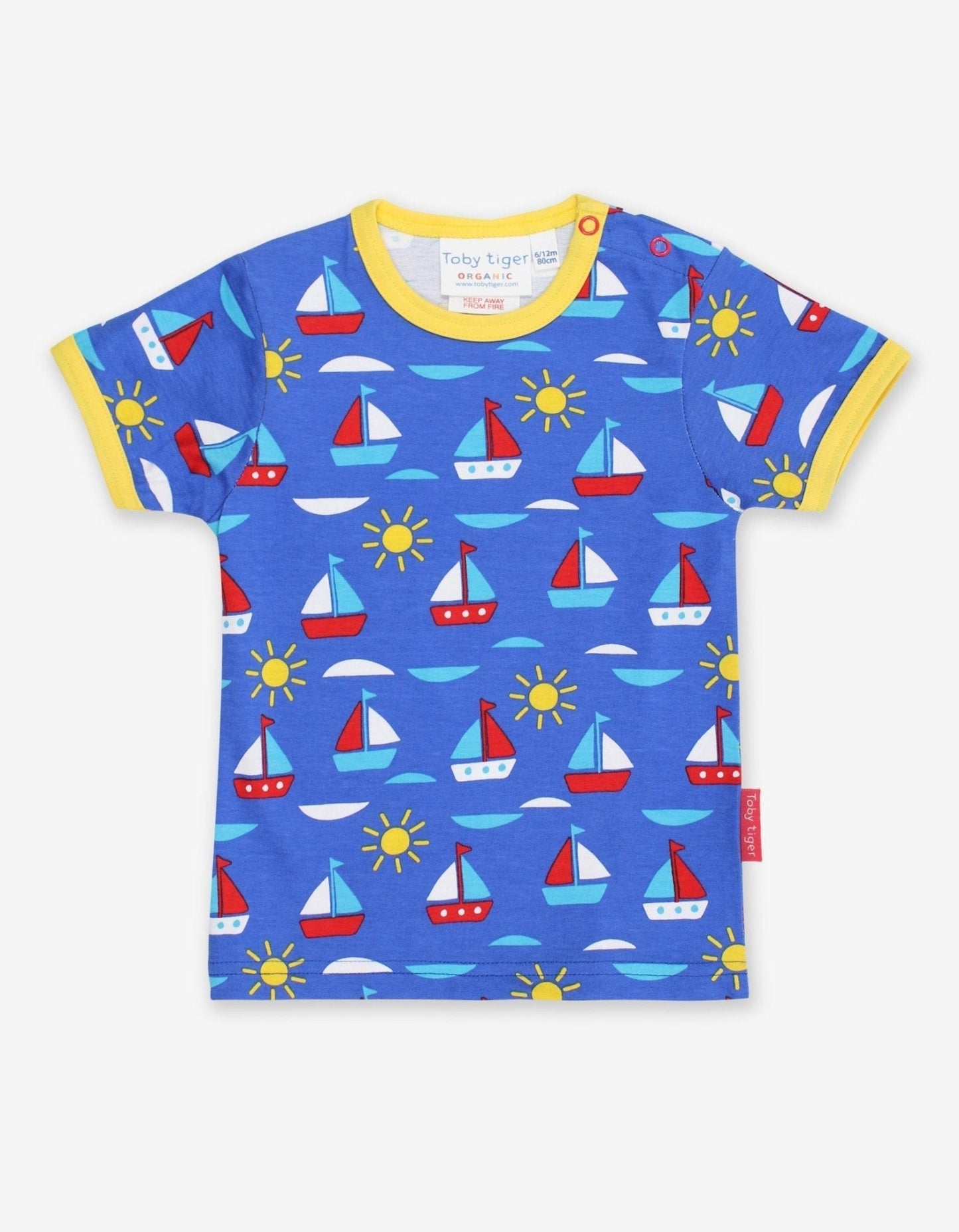 Organic Boat Print Short-Sleeved T-Shirt Toby Tiger
