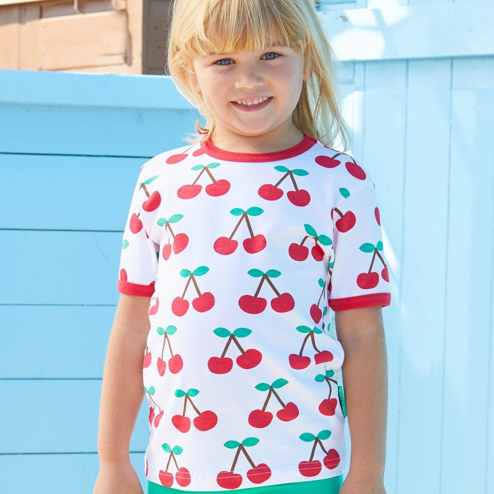 Organic Cherry Print Short-Sleeved T-Shirt Toby Tiger