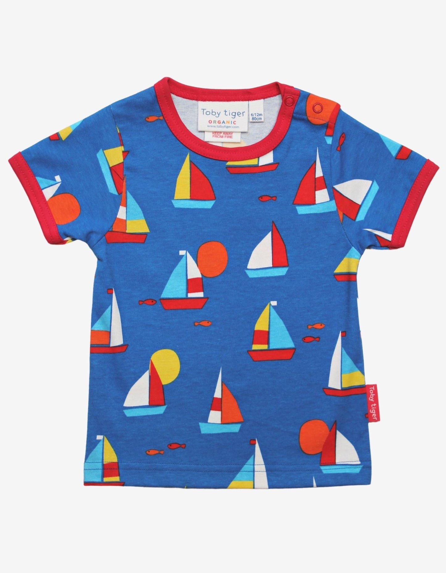 Organic Sailboat Print Short-Sleeved T-Shirt Toby Tiger