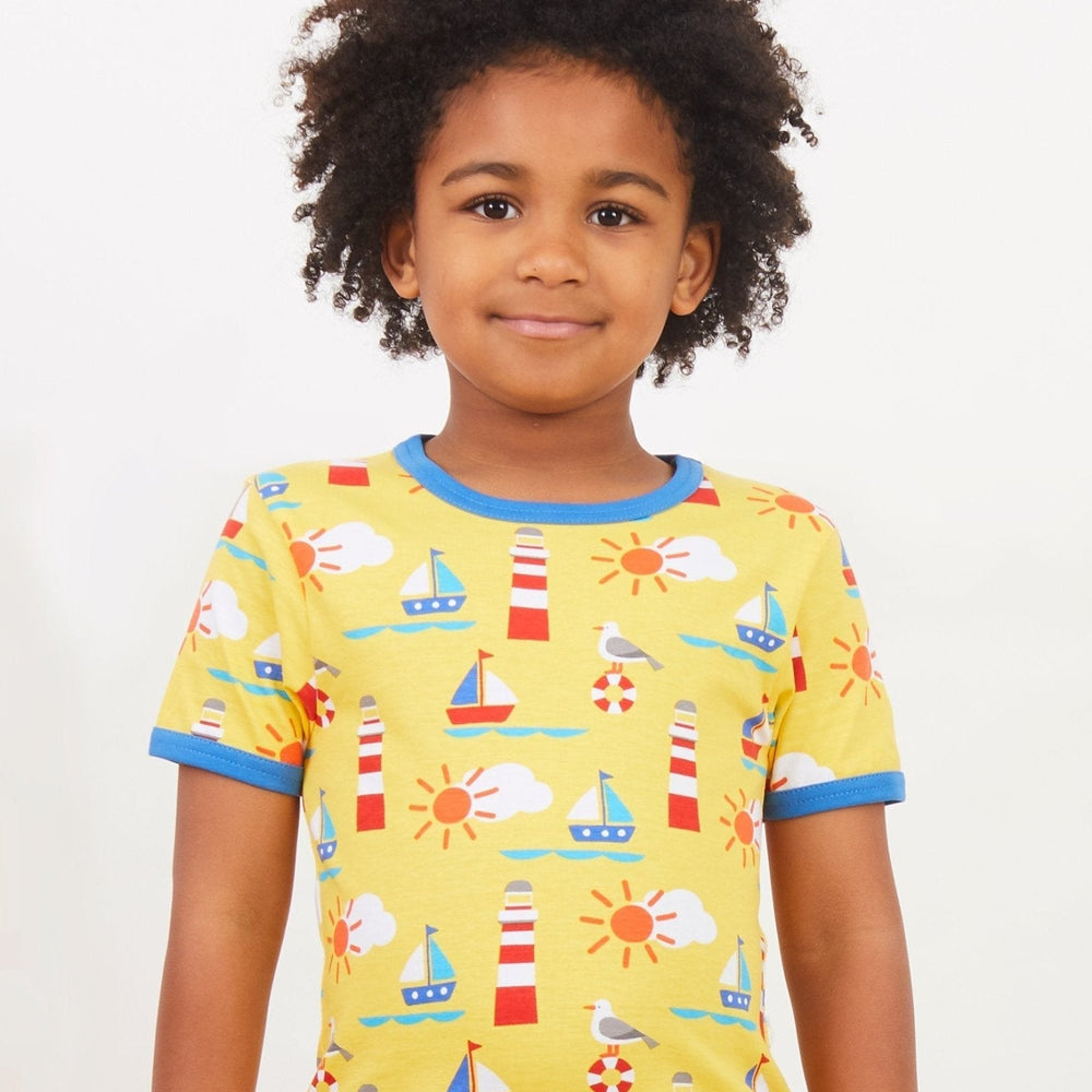 Organic Seaside Print Short-Sleeved T-Shirt Toby Tiger