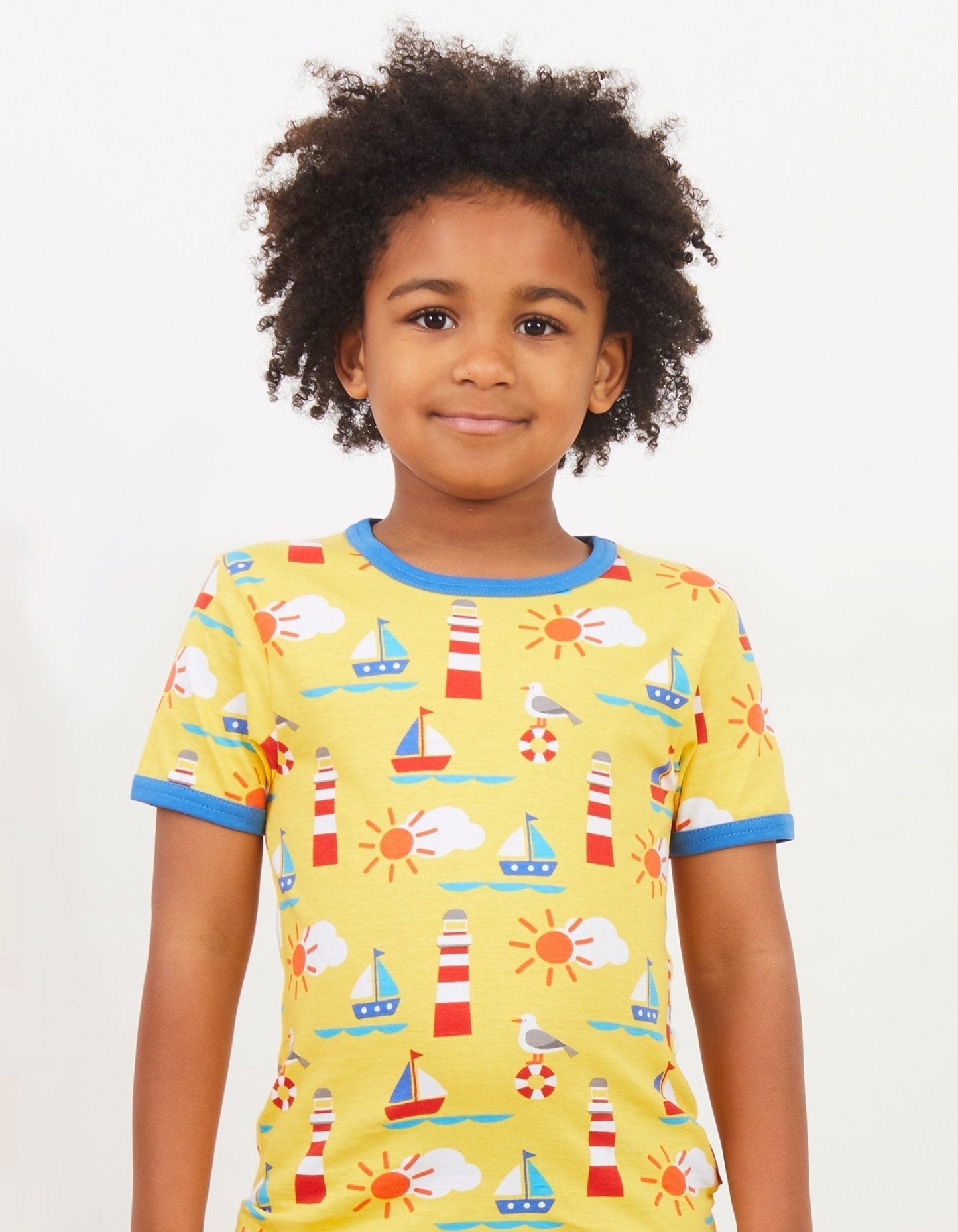 Organic Seaside Print Short-Sleeved T-Shirt Toby Tiger
