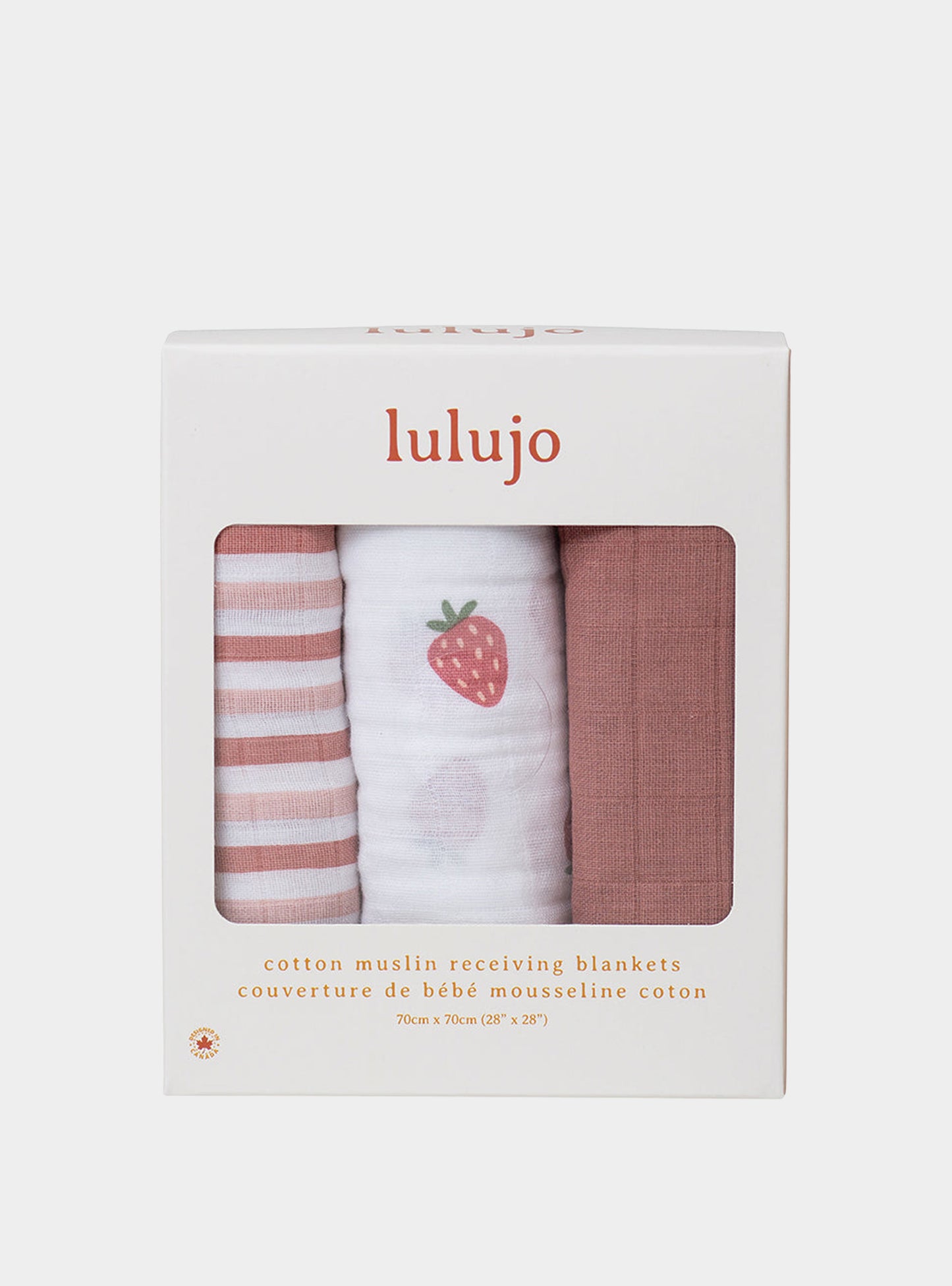 Lulujo - 3 Pack Mini Muslin Cloths - Strawberries Lulujo