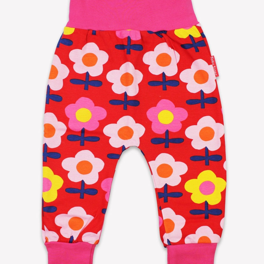 Organic Pink Flower Print Yoga Pants Toby Tiger