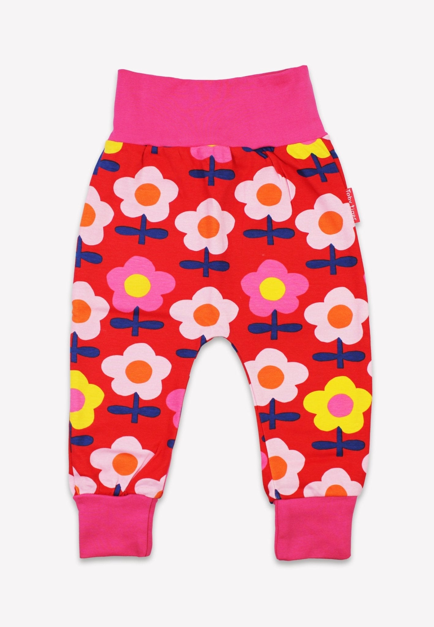 Organic Pink Flower Print Yoga Pants Toby Tiger