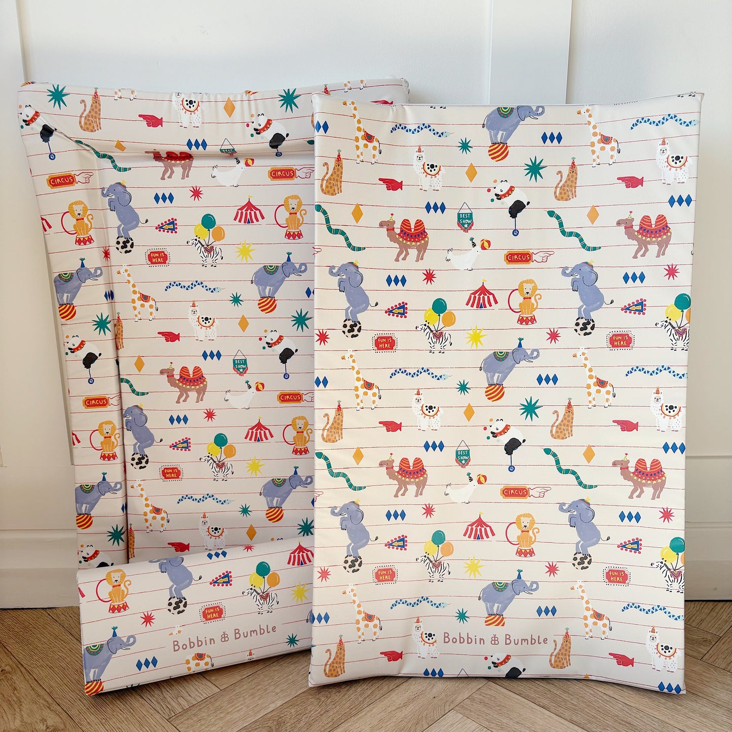 Anti-Roll Wedge Baby Changing Mat - Circus Bobbin and Bumble