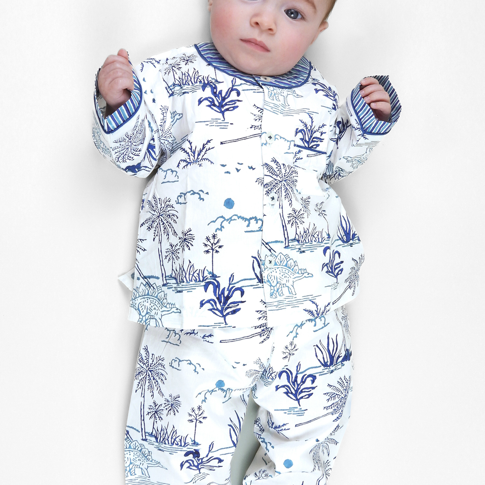 jurassic landscape - organic cotton baby pyjama set Kutti Lulu