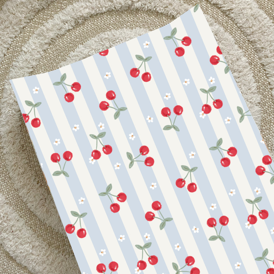 Anti-Roll Wedge Baby Changing Mat - Cherry Stripe Bobbin and Bumble