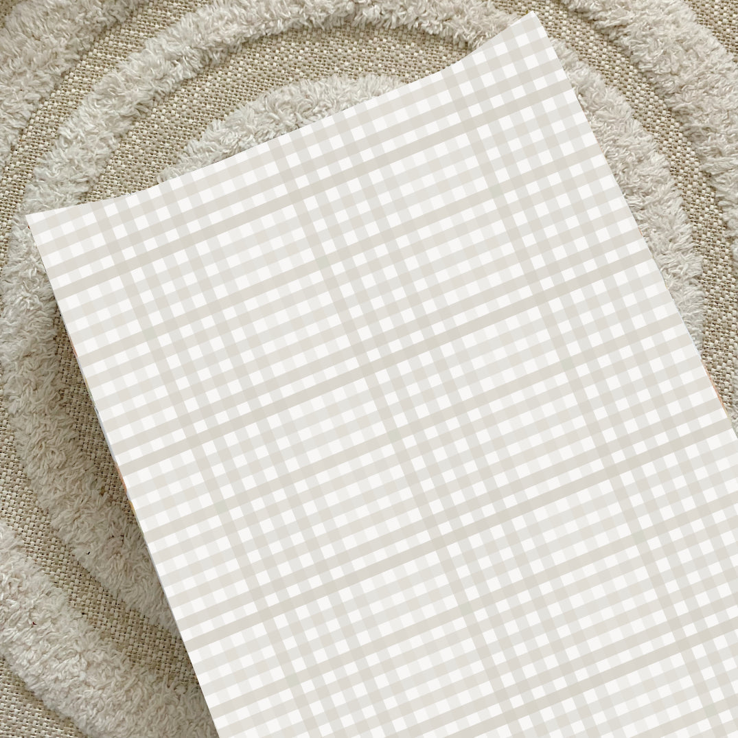 Anti-Roll Wedge Changing Mat - Beige Cream Gingham Bobbin and Bumble