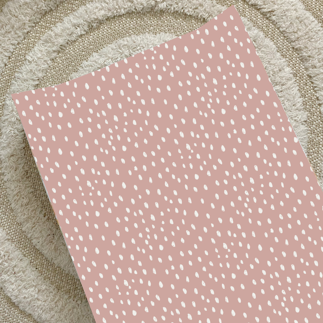 Anti-Roll Wedge Changing Mat - Dusky Pink Spotty Print Bobbin and Bumble