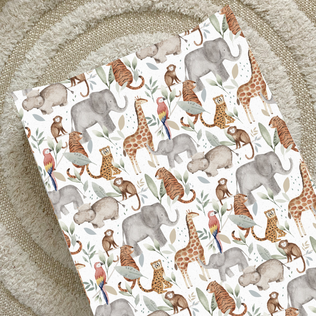 Anti-Roll Wedge Baby Changing Mat - Jungle Animals print Bobbin and Bumble