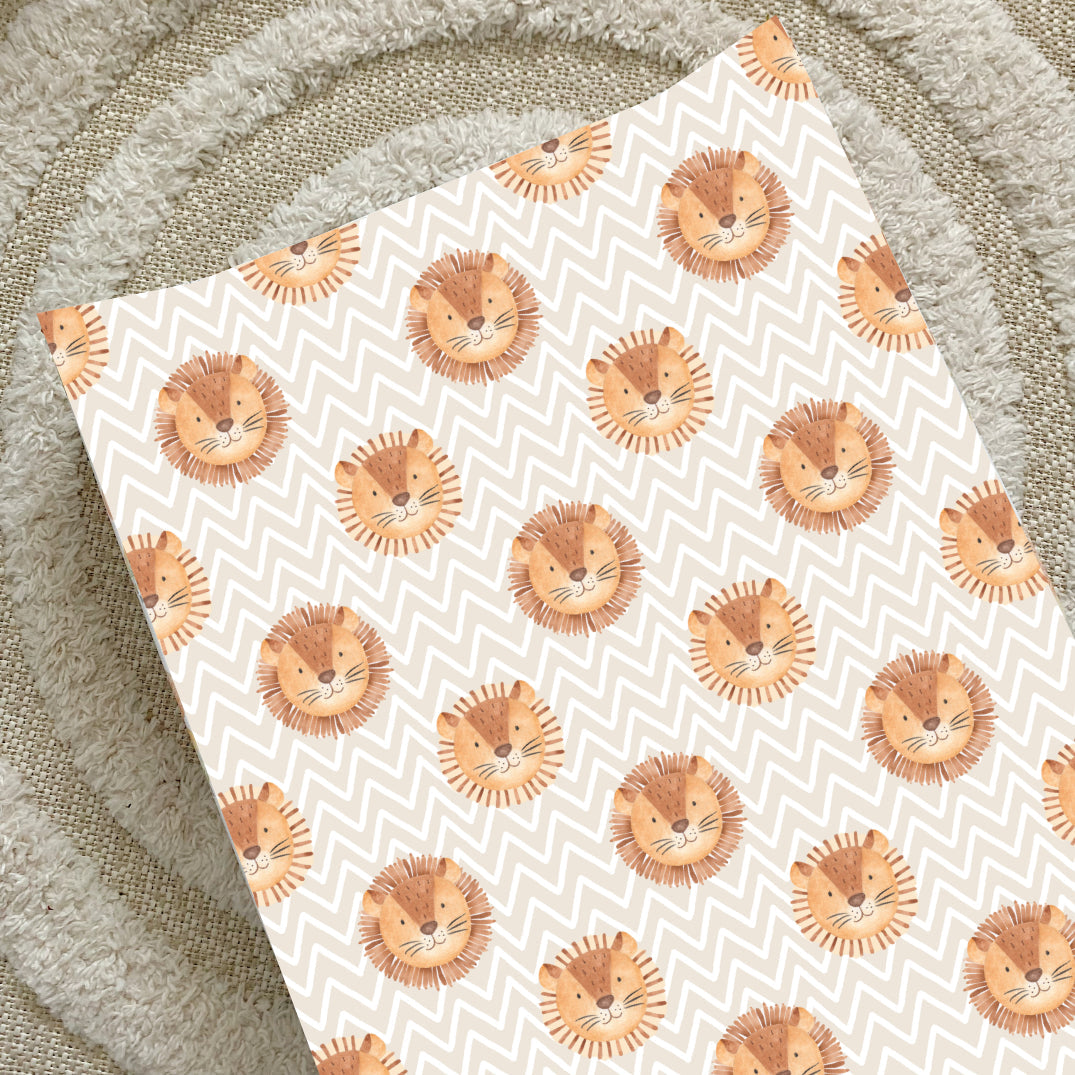 Anti-Roll Wedge Changing Mat - Lion Print Bobbin and Bumble