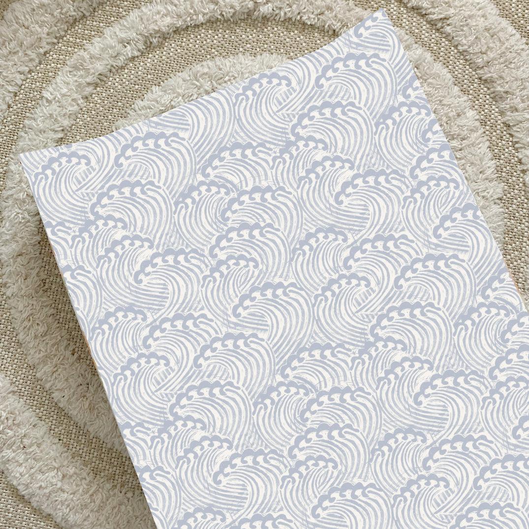 Anti-Roll Wedge Changing Mat - Blue Ocean Waves Print Bobbin and Bumble