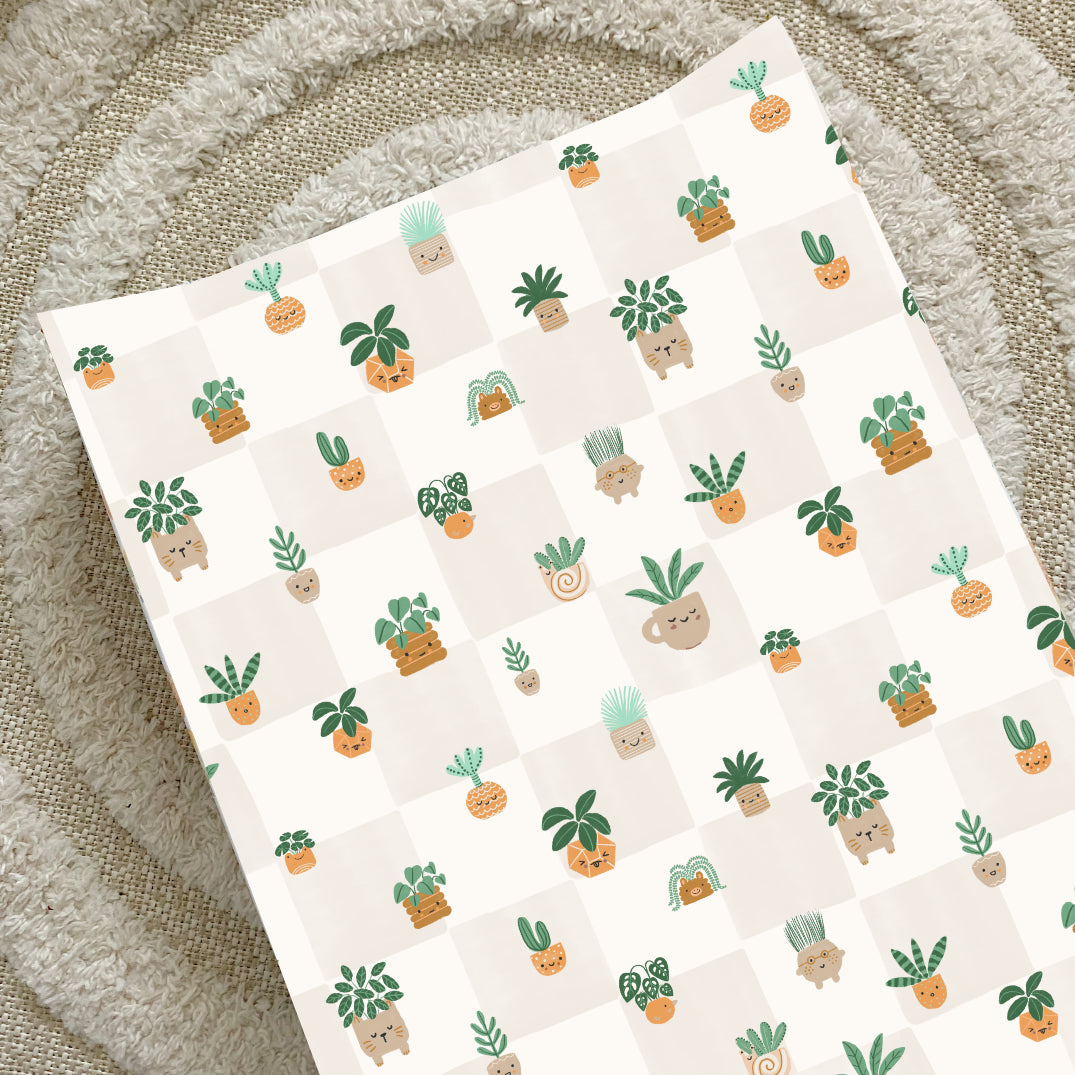 Anti-Roll Wedge Baby Changing Mat - Pot Plants Bobbin and Bumble