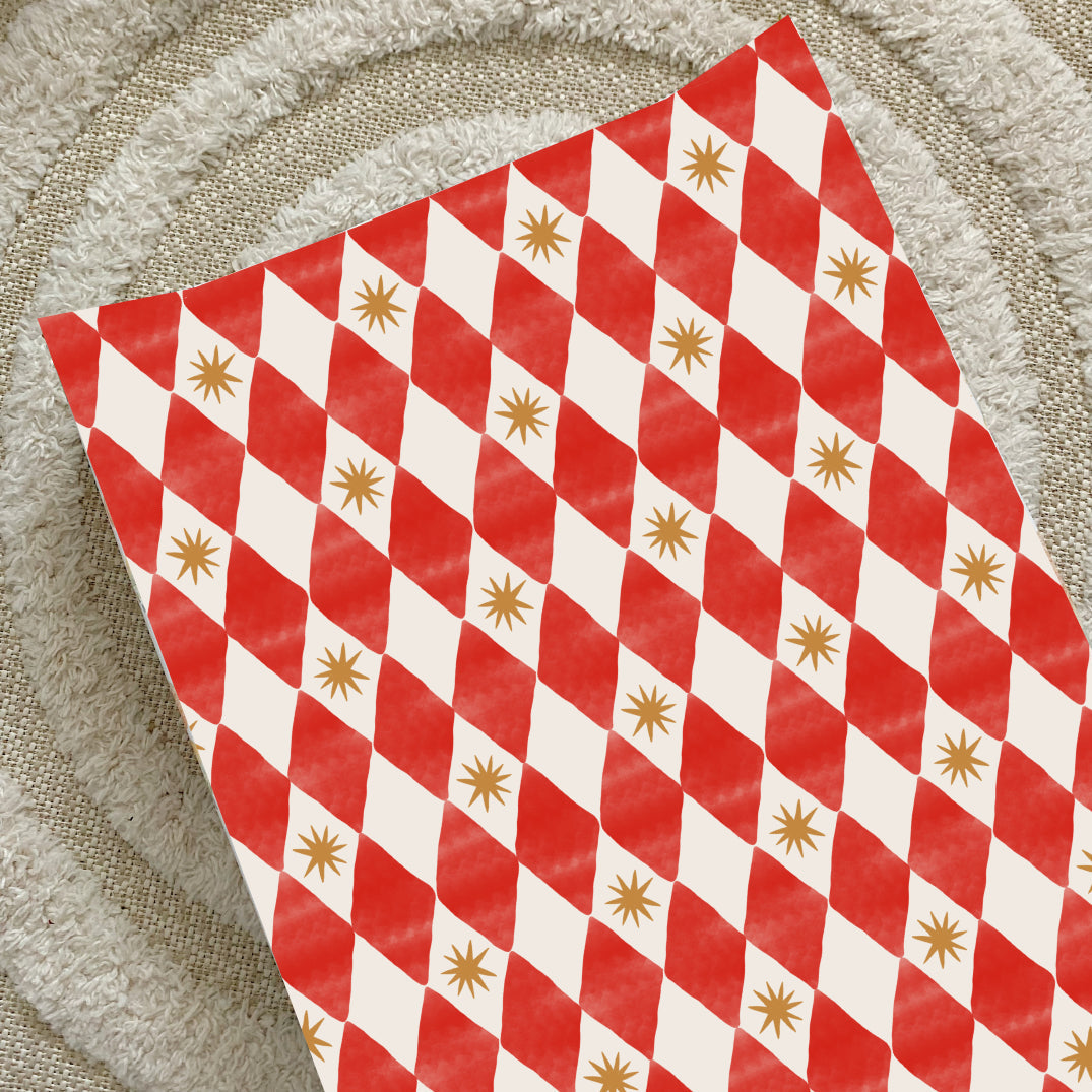 Anti-Roll Wedge Baby Changing Mat - Red Harlequin Bobbin and Bumble