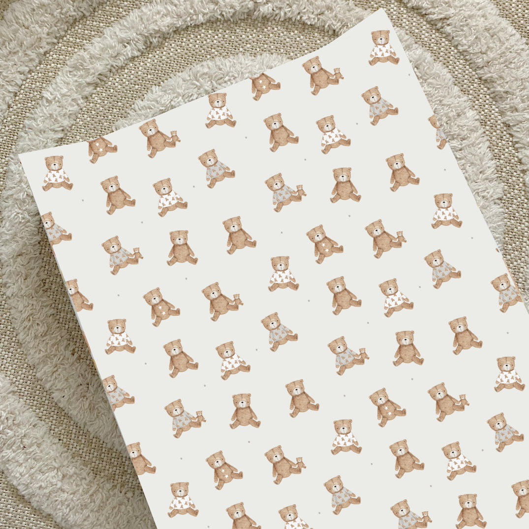 Anti-Roll Wedge Baby Changing Mat - Teddy Bears print Bobbin and Bumble