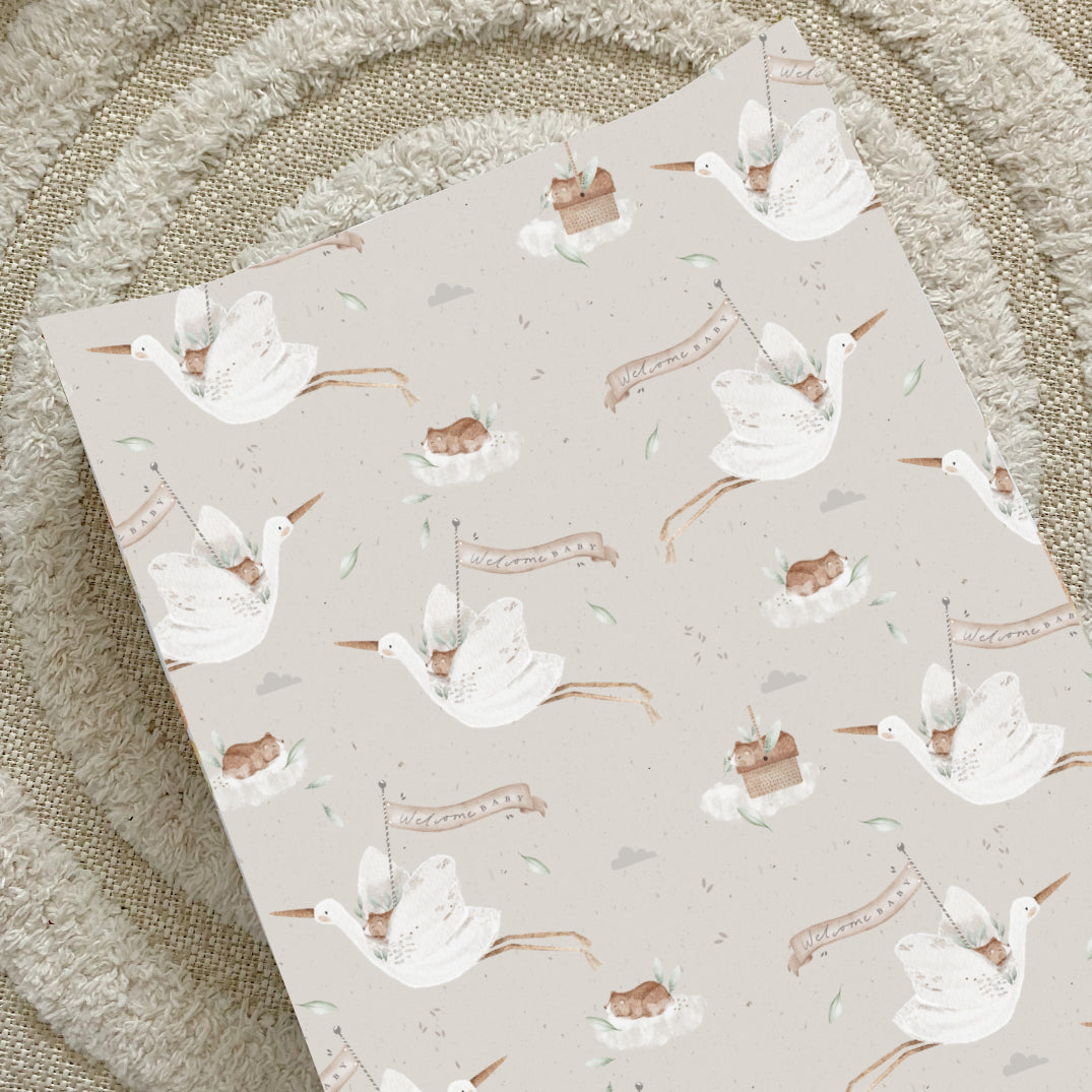 Anti-Roll Wedge Baby Changing Mat - Welcome Baby Print Bobbin and Bumble