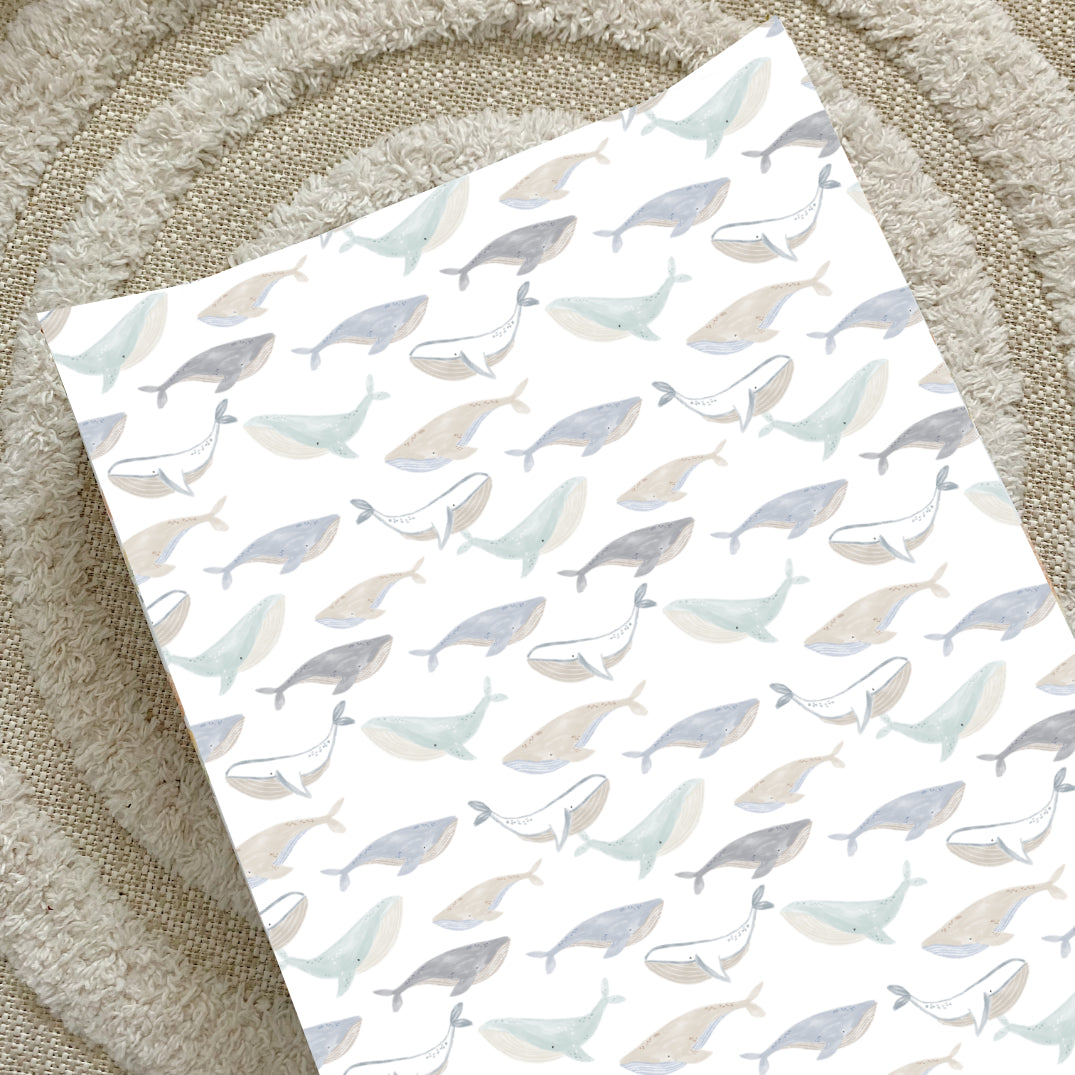 Anti-Roll Wedge Changing Mat - Whale Print Bobbin and Bumble