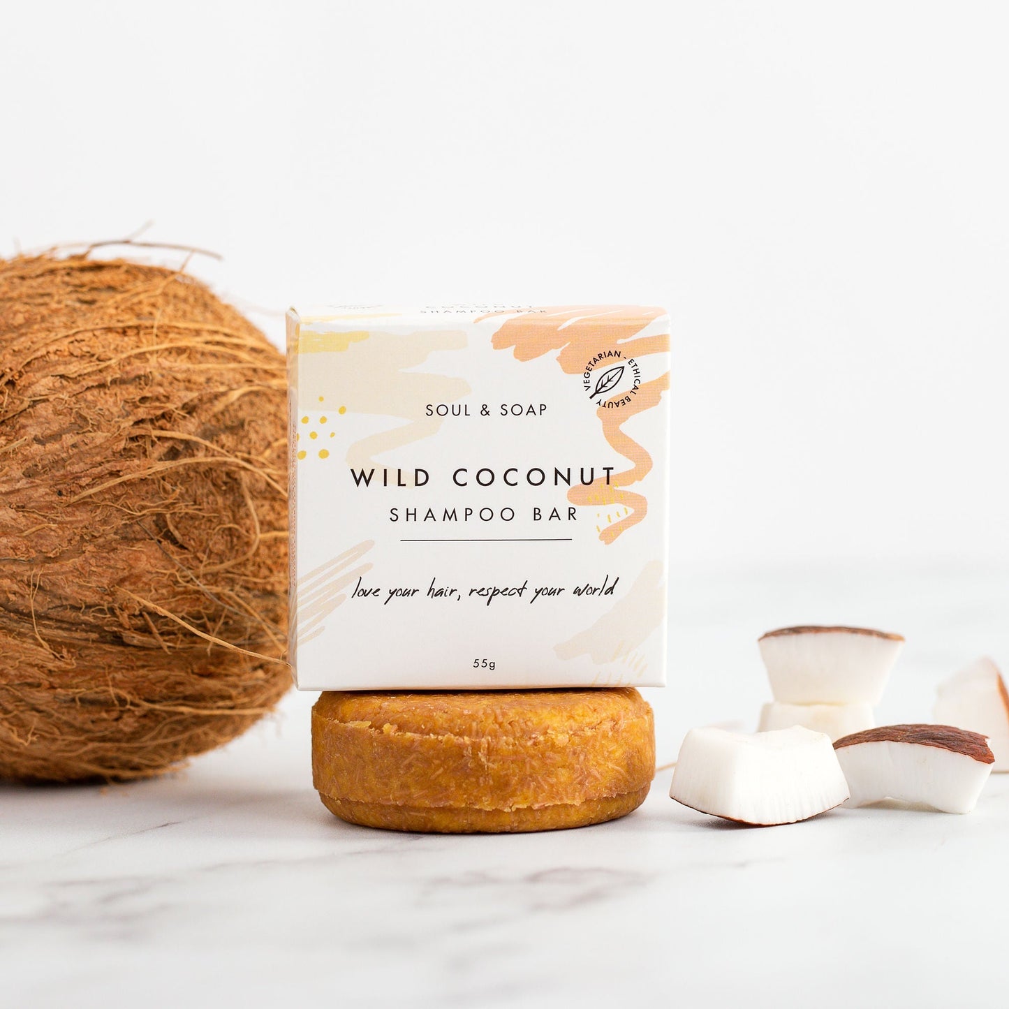 Wild Coconut Solid Shampoo Bar For All Hair Types - Vegan Soul and Soap