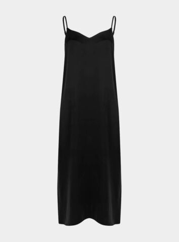 Silk Dreamscape Long Slip Dress - Black
