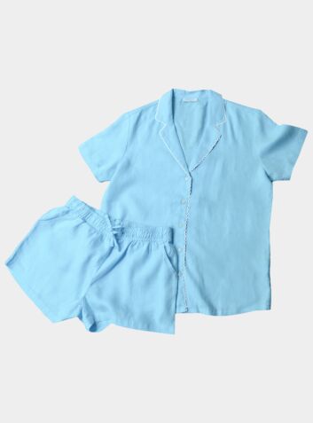 Hemp Pyjama Short Set - Echo Blue