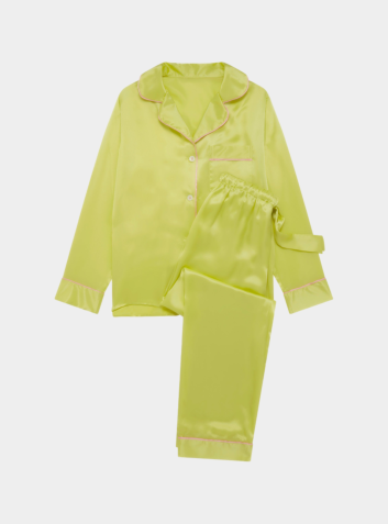 Women's 'Nikki' Silk Pyjama Trouser Set - Lime Green