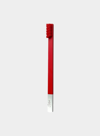 Carmine Red Silver Medium Toothbrush